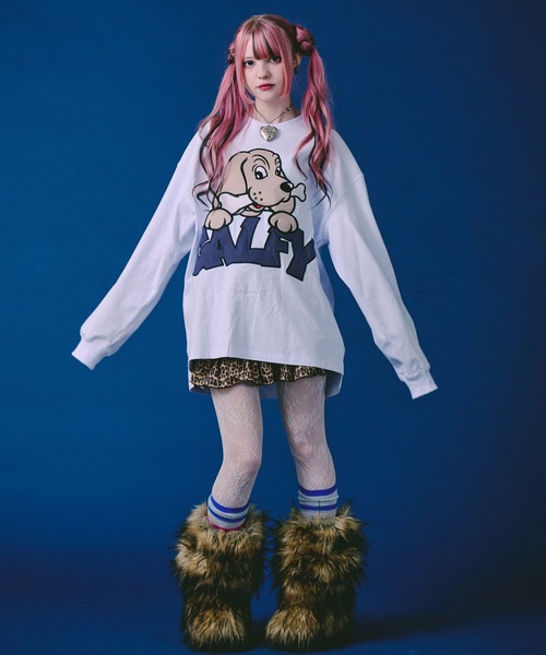 GALFY(ガルフィー)の「GALFY-ばーばの切り貼りリメイクロンTee(Tシャツ/カットソー・メンズ・ホワイト/ブラック/ピンク・L/XL/M)」の9枚目の写真