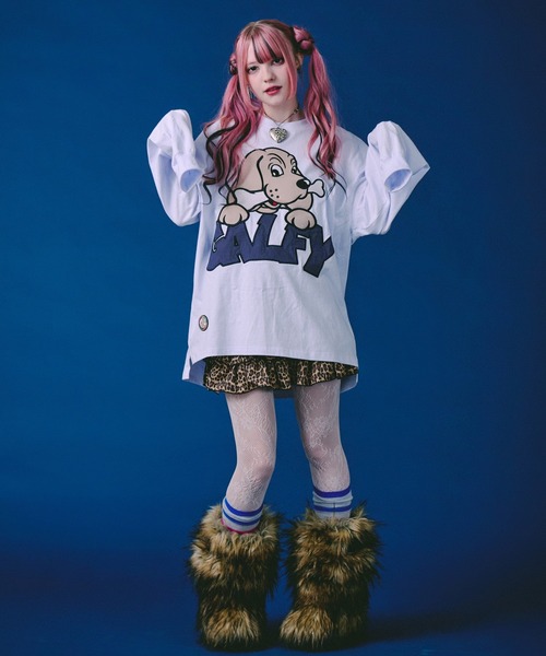 GALFY(ガルフィー)の「GALFY-ばーばの切り貼りリメイクロンTee(Tシャツ/カットソー・メンズ・ホワイト/ブラック/ピンク・L/XL/M)」の10枚目の写真
