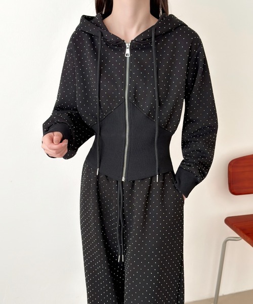 ラインストーンスウェットパーカーセットアップ（セットアップ