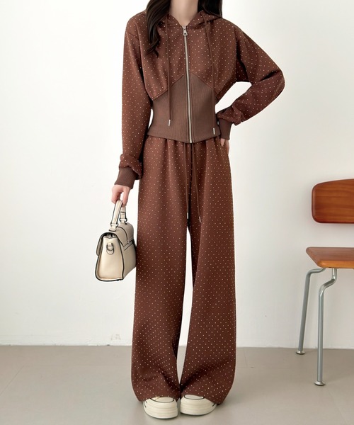 ラインストーンスウェットパーカーセットアップ（セットアップ