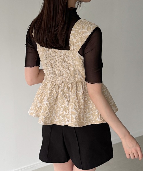 JUNOAH(ジュノア)の「ビッグリボンジャガードキャミソール(キャミソール・レディース・ブラウン/アイボリー/ブラック・LARGE/SMALL/MEDIUM)」の6枚目の写真