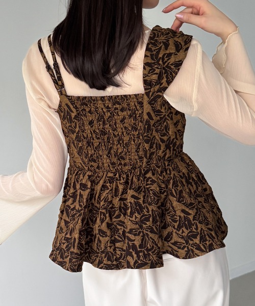 JUNOAH(ジュノア)の「ビッグリボンジャガードキャミソール(キャミソール・レディース・ブラウン/アイボリー/ブラック・LARGE/SMALL/MEDIUM)」の12枚目の写真