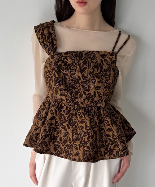 JUNOAH(ジュノア)の「ビッグリボンジャガードキャミソール(キャミソール・レディース・ブラウン/アイボリー/ブラック・LARGE/SMALL/MEDIUM)」の13枚目の写真