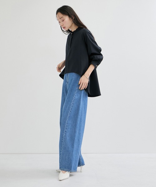 le cercle ADAM ET ROPE'(ルセルクルアダムエロペ)の「ビンテージライクツイルフリル2WAYヘムブラウス/セットアップ対応(シャツ/ブラウス・レディース・チャコールグレー/ネイビー/ライトグレー・FREE)」の18枚目の写真