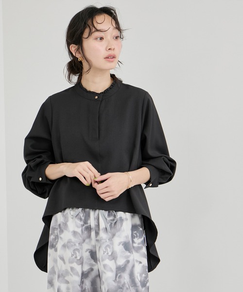 le cercle ADAM ET ROPE'(ルセルクルアダムエロペ)の「ビンテージライクツイルフリル2WAYヘムブラウス/セットアップ対応(シャツ/ブラウス・レディース・チャコールグレー/ネイビー/ライトグレー・FREE)」の22枚目の写真
