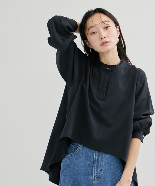 le cercle ADAM ET ROPE'(ルセルクルアダムエロペ)の「ビンテージライクツイルフリル2WAYヘムブラウス/セットアップ対応(シャツ/ブラウス・レディース・チャコールグレー/ネイビー/ライトグレー・FREE)」の11枚目の写真