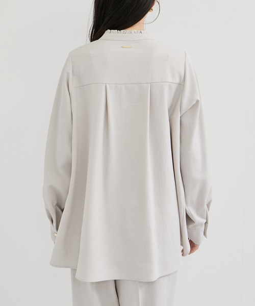 le cercle ADAM ET ROPE'(ルセルクルアダムエロペ)の「ビンテージライクツイルフリル2WAYヘムブラウス/セットアップ対応(シャツ/ブラウス・レディース・チャコールグレー/ネイビー/ライトグレー・FREE)」の14枚目の写真