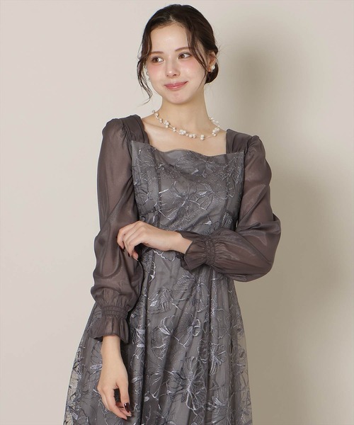 WILLSELECTION（ウィルセレクション）の「パネルラインフラワーレースワンピース（ドレス・レディース・チャコールグレー/ピンク・FREE）」の11枚目の写真