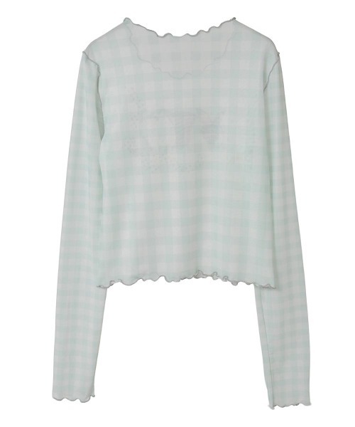 Candy Stripper(キャンディストリッパー)の「RABBIT CHECK SHEER トップス(Tシャツ/カットソー・レディース・ピンク/ブラック/ライトブルー・FREE)」の7枚目の写真