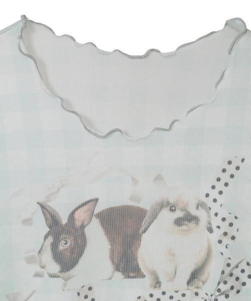 Candy Stripper(キャンディストリッパー)の「RABBIT CHECK SHEER トップス(Tシャツ/カットソー・レディース・ピンク/ブラック/ライトブルー・FREE)」の8枚目の写真