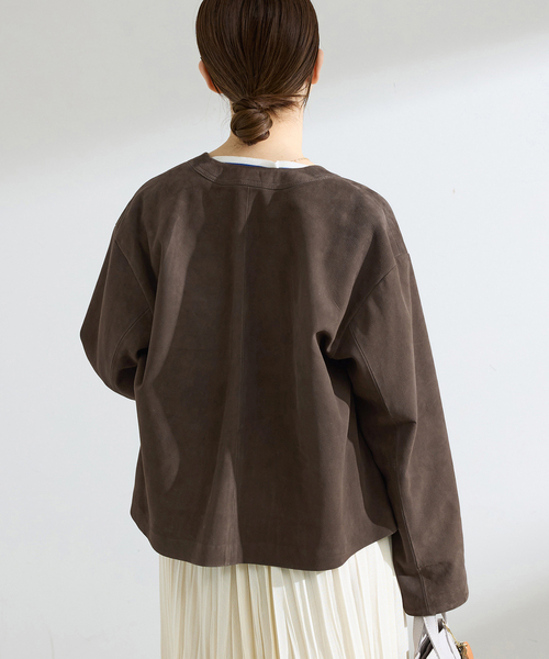 IENA（イエナ）の「ラムスエードブルゾン（ライダースジャケット・レディース・ウッド/ベージュ・FREE）」の8枚目の写真