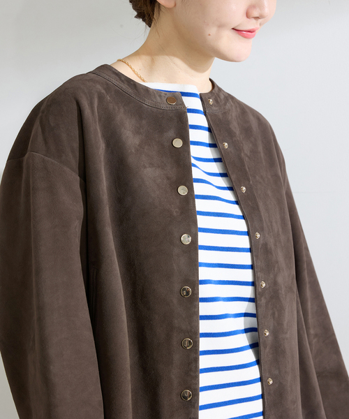 IENA（イエナ）の「ラムスエードブルゾン（ライダースジャケット・レディース・ウッド/ベージュ・FREE）」の10枚目の写真