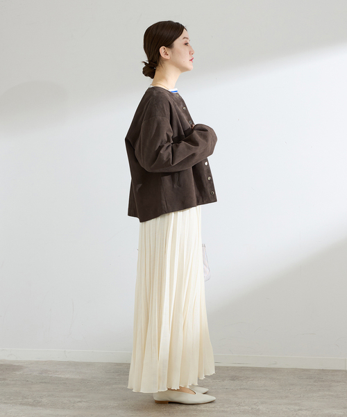 IENA（イエナ）の「ラムスエードブルゾン（ライダースジャケット・レディース・ウッド/ベージュ・FREE）」の15枚目の写真