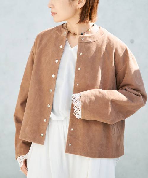 IENA（イエナ）の「ラムスエードブルゾン（ライダースジャケット・レディース・ウッド/ベージュ・FREE）」の16枚目の写真