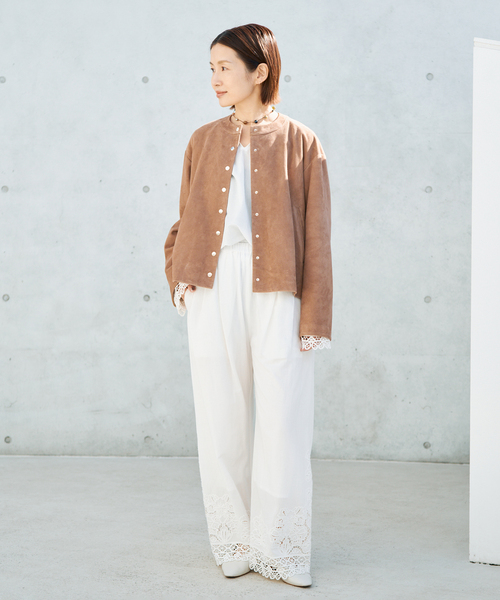 IENA（イエナ）の「ラムスエードブルゾン（ライダースジャケット・レディース・ウッド/ベージュ・FREE）」の19枚目の写真