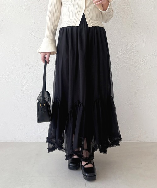 apres jour（アプレジュール）の「アシメチュールスカート（スカート・レディース・アイボリー/ブラック/ブラック系その他・フリー/X-LARGE）」の19枚目の写真