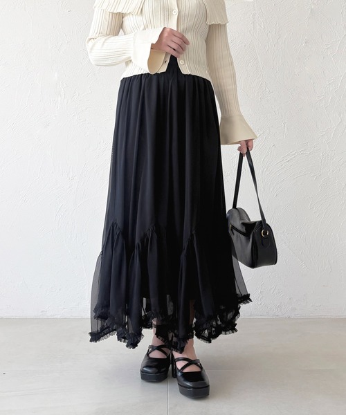 apres jour（アプレジュール）の「アシメチュールスカート（スカート・レディース・アイボリー/ブラック/ブラック系その他・フリー/X-LARGE）」の21枚目の写真