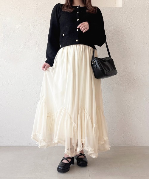 apres jour（アプレジュール）の「アシメチュールスカート（スカート・レディース・アイボリー/ブラック/ブラック系その他・フリー/X-LARGE）」の10枚目の写真