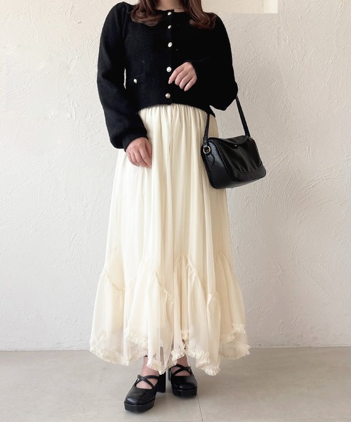 apres jour（アプレジュール）の「アシメチュールスカート（スカート・レディース・アイボリー/ブラック/ブラック系その他・フリー/X-LARGE）」の11枚目の写真