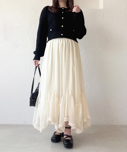 apres jour（アプレジュール）の「アシメチュールスカート（スカート・レディース・アイボリー/ブラック/ブラック系その他・フリー/X-LARGE）」の12枚目の写真