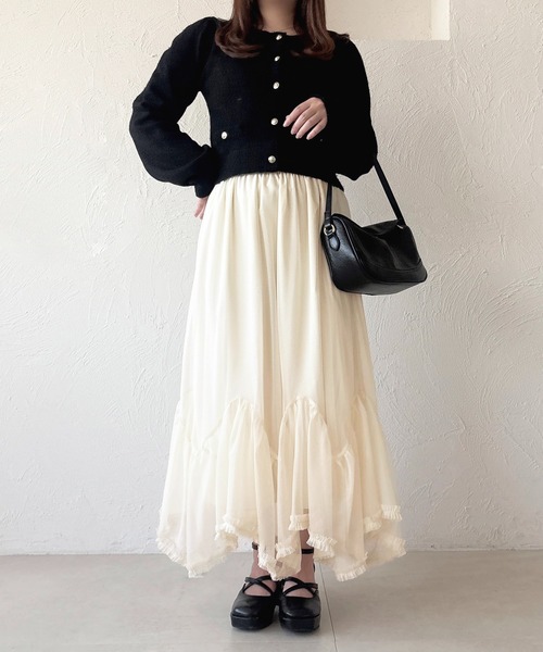 apres jour（アプレジュール）の「アシメチュールスカート（スカート・レディース・アイボリー/ブラック/ブラック系その他・フリー/X-LARGE）」の13枚目の写真