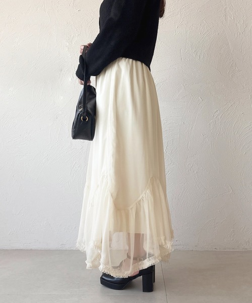 apres jour（アプレジュール）の「アシメチュールスカート（スカート・レディース・アイボリー/ブラック/ブラック系その他・フリー/X-LARGE）」の8枚目の写真