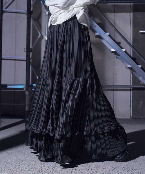 レイヤードプリーツハカマパンツ/セットアップ対応（スラックス）｜狐