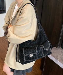 Y2K レオパードバックルレザーショルダーバッグ 3WAY