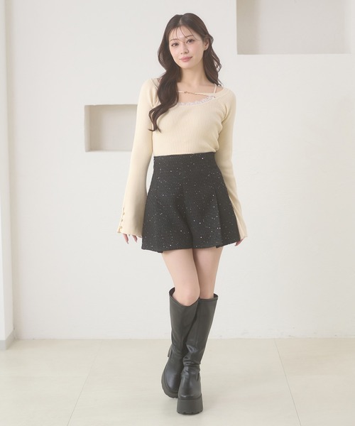 Ambre Neige(アンブルネージュ)の「sequins culottes short pants / スパンコールキュロットショートパンツ(その他パンツ・レディース・ブラック/アイボリー・FREE)」の22枚目の写真