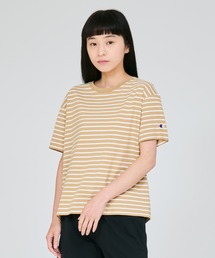 【Champion/チャンピオン】レディース ボーダーショートスリーブポケットTシャツ