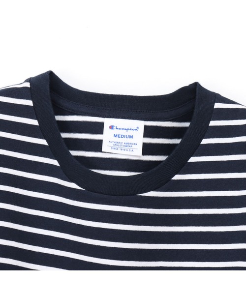 Champion(チャンピオン)の「【Champion/チャンピオン】レディース ボーダーショートスリーブポケットTシャツ(Tシャツ/カットソー・レディース・ホワイト系その他4/レッド系その他3/ホワイト/ネイビー・LARGE/MEDIUM)」の5枚目の写真