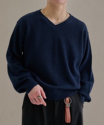 メランジVネックルーズニット