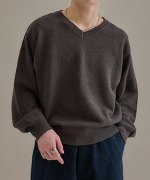メランジVネックルーズニット