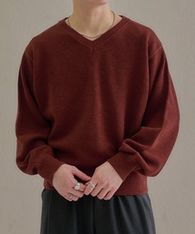 メランジVネックルーズニット