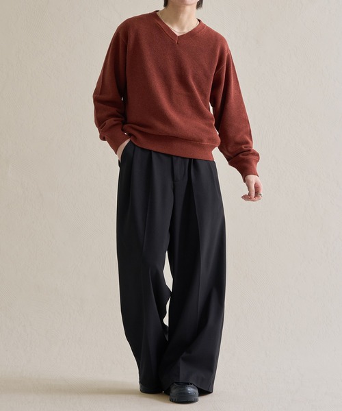 epnok（エプノック）の「メランジVネックルーズニット（ニット/セーター・メンズ・グレー/チャコールグレー/テラコッタ・SMALL/MEDIUM/LARGE）」の15枚目の写真