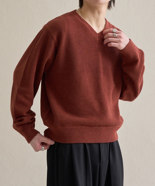 epnok（エプノック）の「メランジVネックルーズニット（ニット/セーター・メンズ・グレー/チャコールグレー/テラコッタ・SMALL/MEDIUM/LARGE）」の17枚目の写真