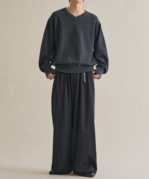 epnok（エプノック）の「メランジVネックルーズニット（ニット/セーター・メンズ・グレー/チャコールグレー/テラコッタ・SMALL/MEDIUM/LARGE）」の7枚目の写真