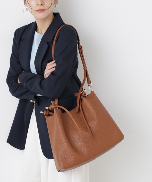 NANO universe（ナノユニバース）の「ノットハンドルビッグトート（トートバッグ・レディース・ブラウン/アイボリー・F）」の3枚目の写真