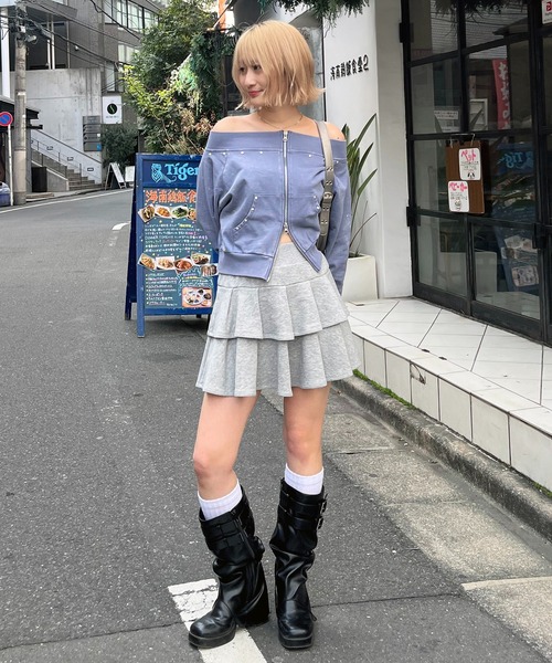 SPIRALGIRL（スパイラルガール）の「フロストオフショルトップス（Tシャツ/カットソー・レディース・ブラック/グレー・FREE）」の5枚目の写真