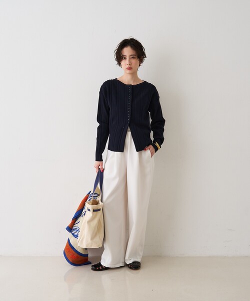 Rouge vif Anna（ルージュヴィフアンナ）の「ストライプ組織前後2WAYニット/カーディガン（ニット/セーター・レディース・ネイビー/オフホワイト/その他・フリー）」の19枚目の写真