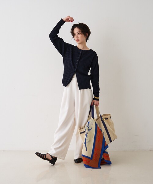 Rouge vif Anna（ルージュヴィフアンナ）の「ストライプ組織前後2WAYニット/カーディガン（ニット/セーター・レディース・ネイビー/オフホワイト/その他・フリー）」の15枚目の写真