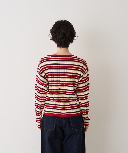 Rouge vif Anna（ルージュヴィフアンナ）の「ストライプ組織前後2WAYニット/カーディガン（ニット/セーター・レディース・ネイビー/オフホワイト/その他・フリー）」の12枚目の写真