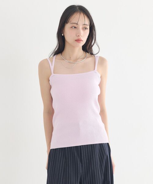 earth music&ecology(アースミュージックアンドエコロジー)の「【毛玉防止/洗える】SET2点クロスニット+キャミソール(ニット/セーター・レディース・ブラック/ピンク/イエロー/アイボリー・FREE)」の10枚目の写真