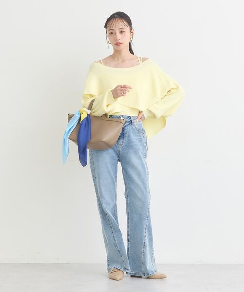 earth music&ecology(アースミュージックアンドエコロジー)の「【毛玉防止/洗える】SET2点クロスニット+キャミソール(ニット/セーター・レディース・ブラック/ピンク/イエロー/アイボリー・FREE)」の16枚目の写真