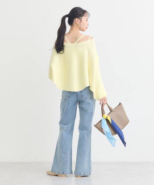 earth music&ecology(アースミュージックアンドエコロジー)の「【毛玉防止/洗える】SET2点クロスニット+キャミソール(ニット/セーター・レディース・ブラック/ピンク/イエロー/アイボリー・FREE)」の18枚目の写真