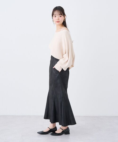 earth music&ecology(アースミュージックアンドエコロジー)の「【毛玉防止/洗える】SET2点クロスニット+キャミソール(ニット/セーター・レディース・ブラック/ピンク/イエロー/アイボリー・FREE)」の21枚目の写真