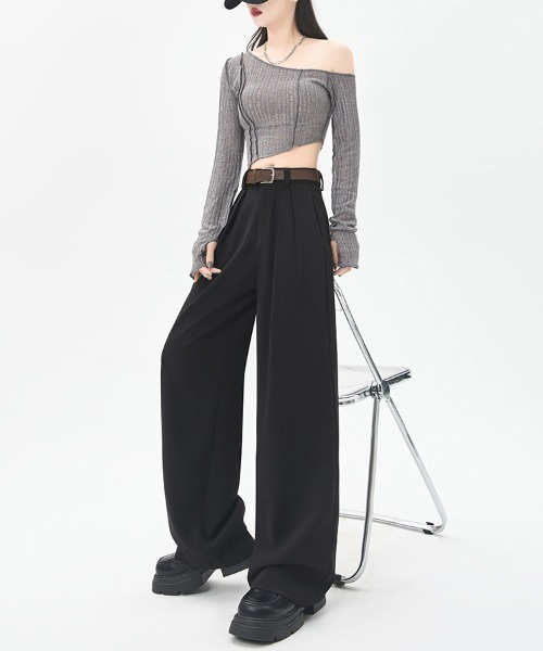 ONEP STAR(ワンピスター)の「タック入りワイドパンツ(その他パンツ・レディース・ブラック/グレー/ブラウン・SMALL/MEDIUM/X-LARGE/LARGE)」の12枚目の写真