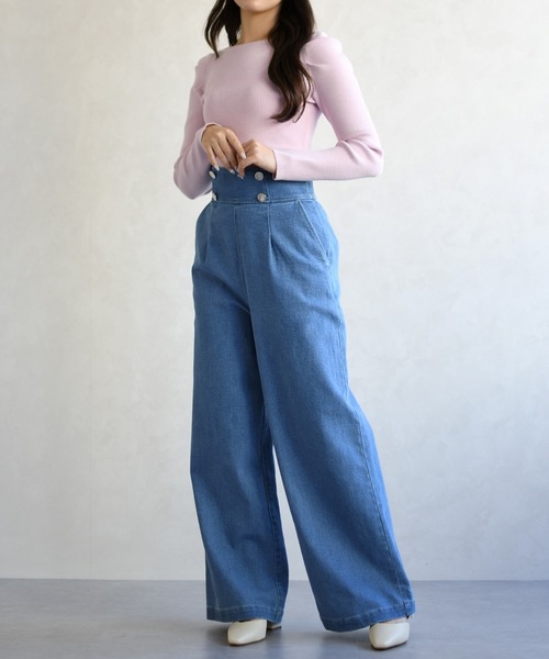 31 Sons de mode（トランテアン　ソン　ドゥ　モード）の「2026春夏新作 レースアップデニムワイドパンツ（デニムパンツ・レディース・ブルー/インディゴブルー・S/M）」の10枚目の写真