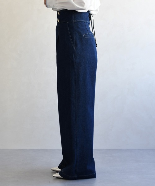 31 Sons de mode（トランテアン　ソン　ドゥ　モード）の「2026春夏新作 レースアップデニムワイドパンツ（デニムパンツ・レディース・ブルー/インディゴブルー・S/M）」の16枚目の写真
