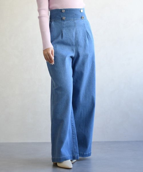 31 Sons de mode（トランテアン　ソン　ドゥ　モード）の「2026春夏新作 レースアップデニムワイドパンツ（デニムパンツ・レディース・ブルー/インディゴブルー・S/M）」の8枚目の写真